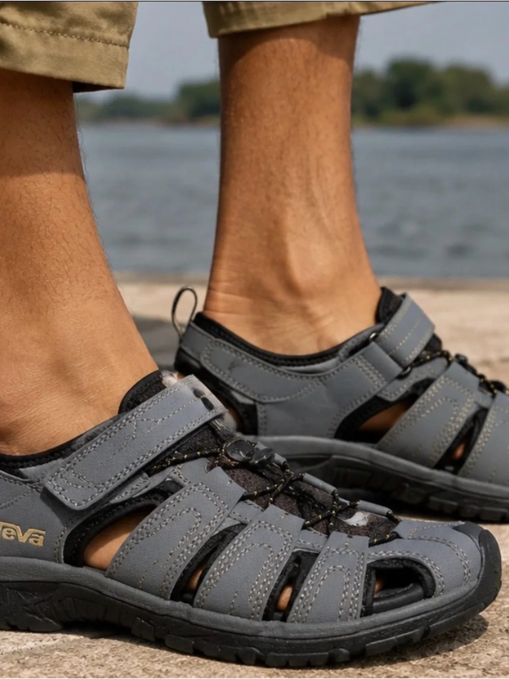 Teva Men's Gray Closed-Toe Outdoor Sandals with Secure Straps